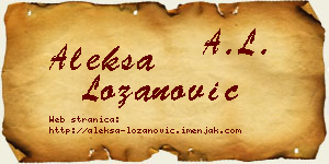 Aleksa Lozanović vizit kartica